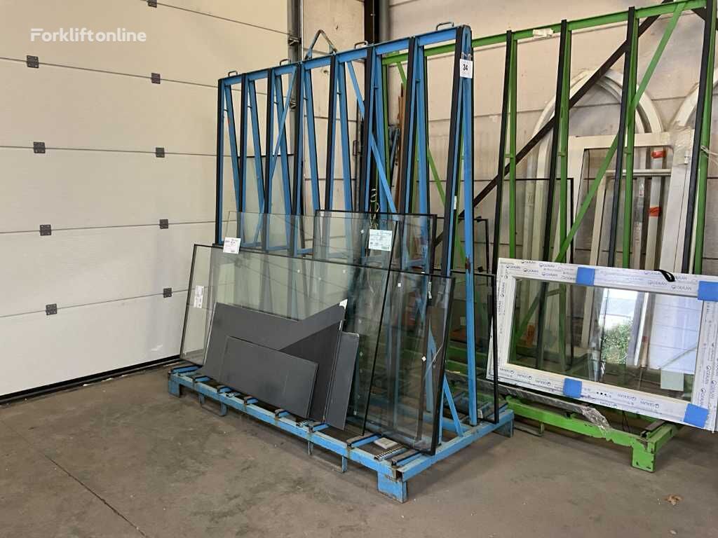Double-sided metal glass/plate trestle with contents Lagerregal